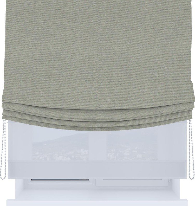 Римская штора «Кортин», день-ночь с мягкими складками, блэкаут однотонный серый